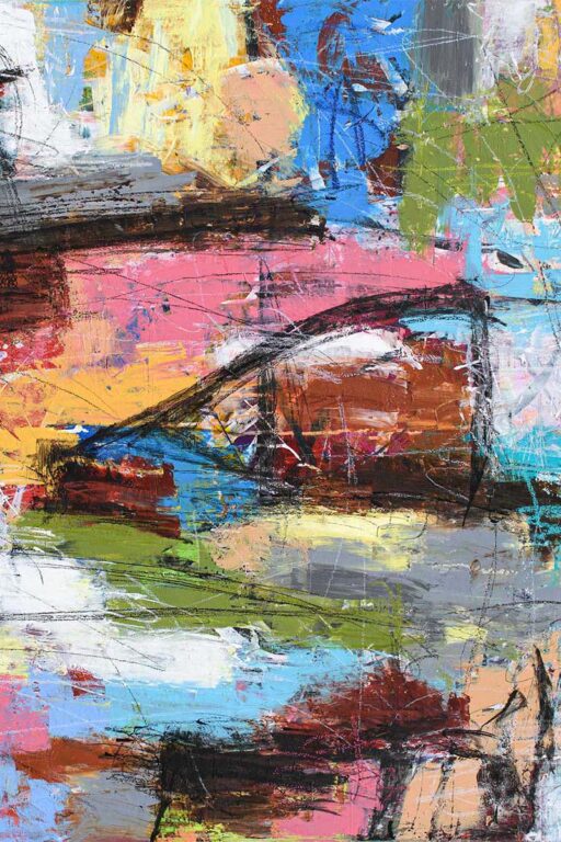 Abstrakt kunst med farver og rolig stemning som personligt valg til hjemmet