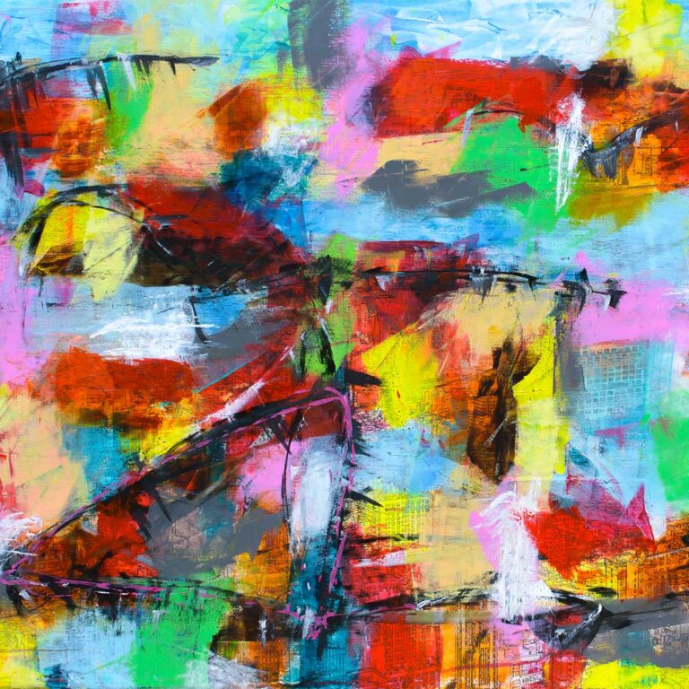 Inspiration til kunst på væggen med farverigt abstrakt motiv